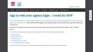 Sign in with your Agency login | I work for NSW