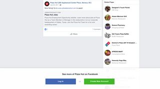 Pizza Hut - Now Hiring! Go to www.jobsatpizzahut.com to... | Facebook