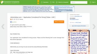 Jobsindubai.com — Application Considered for Hiring [ Dubai - UAE ]