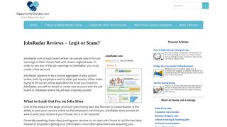 JobsRadar Reviews - Legit or Scam? - OpportunityChecker.com