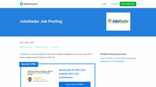 JobsRadar How to Post, Pricing, Key Information, and FAQs - Betterteam