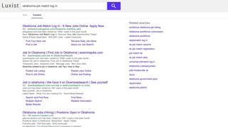 oklahoma job match log in - Luxist - Content Results