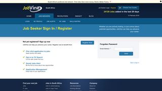 Job Seeker Sign In / Register - JobVine