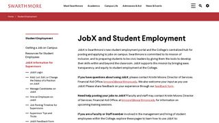 JobX and Student Employment - Swarthmore College