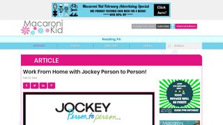 Work From Home with Jockey Person to Person! | Macaroni Kid