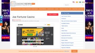 Joe Fortune Casino Review - Games, Bonuses, Payment Methods