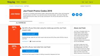 Joe Fresh Promo Codes & Discount Codes 2019 - WagJag
