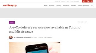 JoeyCo delivery service now available in Toronto and Mississauga