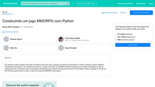 (PDF) Construindo um jogo MMORPG com Python - ResearchGate