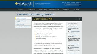 Log In To Banner Web - John Carroll University