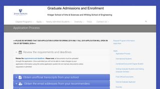 Application Process – Johns Hopkins University