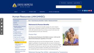 Retirement & Pension Benefits | Human Resources | Johns Hopkins ...
