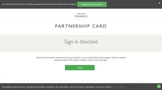 Sign in blocked - Partnership Card - John Lewis Finance