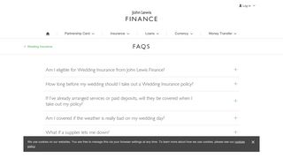 FAQs - Wedding Insurance | John Lewis Finance
