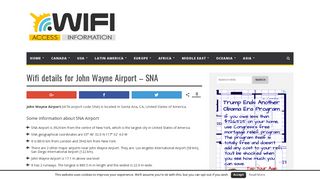 Wifi details for John Wayne Airport - SNA - Your Airport Wifi Details