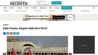 John Wayne Airport adds free Wi-Fi – Orange County Register