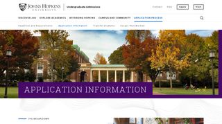 Application Information | Undergraduate Admissions | Johns Hopkins ...