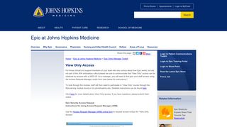 View Only Access - Johns Hopkins Medicine