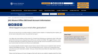 JHU Alumni Office 365 Email Account Information | Johns Hopkins ...