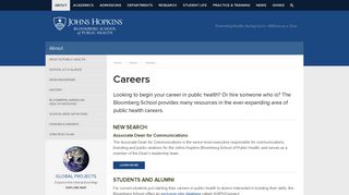 Careers - About - Johns Hopkins Bloomberg School of Public Health