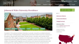 Johnson & Wales University-Providence | The Common Application