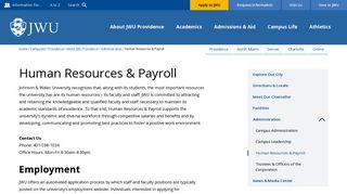 Human Resources & Payroll | Providence | Johnson & Wales University