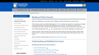 Blackboard Video Tutorials - Johnston Community College