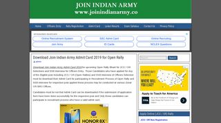 Download Join Indian Army Admit Card 2019 for Open Rally – Join ...