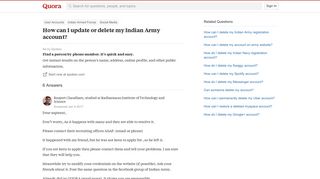 How to update or delete my Indian Army account - Quora