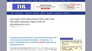 Join Indian Army Recruitment 2019, SSC Tech, JAG & NCC SPL ...