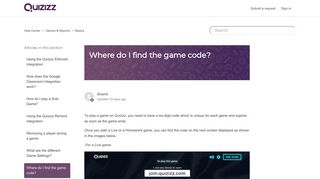 Where do I find the game code? – Help Center - Quizizz