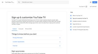 Sign up & customize YouTube TV - Android - YouTube TV Help