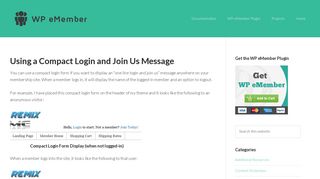 Using a Compact Login and Join Us Message - WordPress Membership