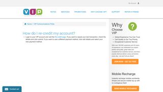 Re-crediting - How do I re-credit my account? | VIP Communications