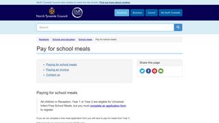 Pay for school meals | North Tyneside Council