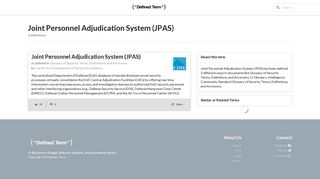 Joint Personnel Adjudication System (JPAS) – Defined Term