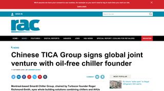Chinese TICA Group signs global joint venture with oil-free chiller ...
