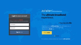 Joister Broadband - Login