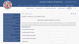 Family Portal Account Help - Joliet Public Schools District 86