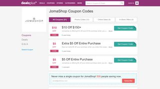 $10 OFF JomaShop Coupons, Promo Codes February 2019 - DealsPlus