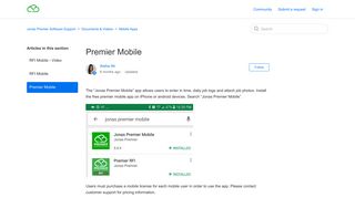 Premier Mobile – Jonas Premier Software Support