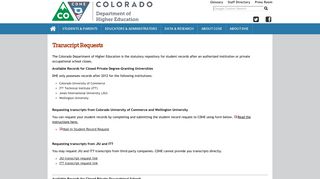 Transcript Requests - Colorado Department of Higher Education
