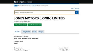 JONES MOTORS (LOGIN) LIMITED - Overview (free company ...