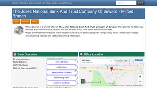 The Jones National Bank And Trust Company Of Seward in Milford ...