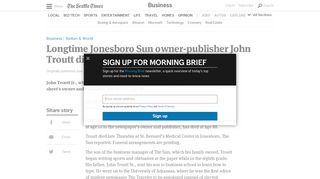 Longtime Jonesboro Sun owner-publisher John Troutt dies | The ...