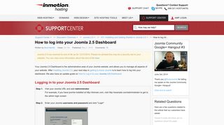 How to log into your Joomla 2.5 Dashboard | InMotion Hosting