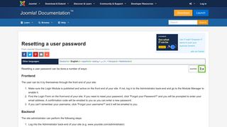 Resetting a user password - Joomla! Documentation