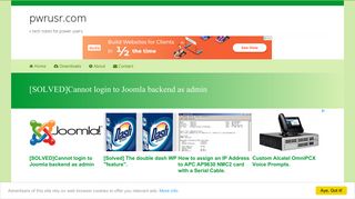 [SOLVED]Cannot login to Joomla backend as admin | pwrusr.com