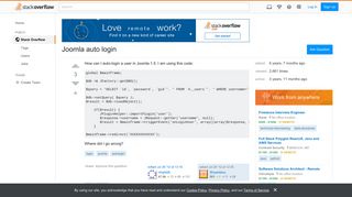 Joomla auto login - Stack Overflow