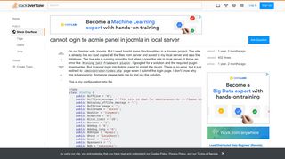 cannot login to admin panel in joomla in local server - Stack Overflow